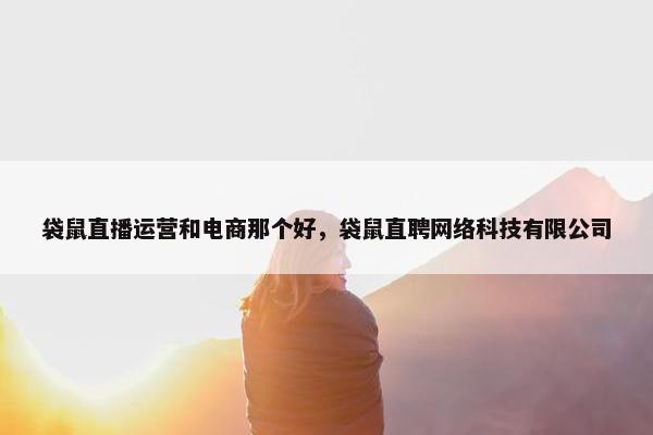 袋鼠直播运营和电商那个好，袋鼠直聘网络科技有限公司