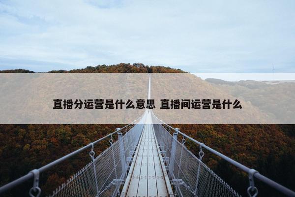 直播分运营是什么意思 直播间运营是什么