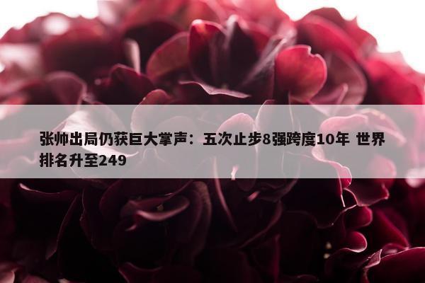 张帅出局仍获巨大掌声：五次止步8强跨度10年 世界排名升至249