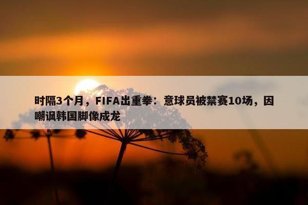 时隔3个月，FIFA出重拳：意球员被禁赛10场，因嘲讽韩国脚像成龙