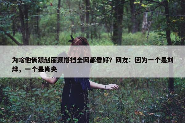 为啥他俩跟赵丽颖搭档全网都看好？网友：因为一个是刘烨，一个是肖央