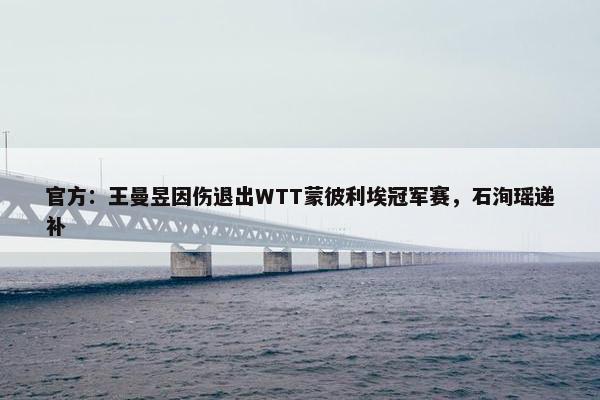 官方：王曼昱因伤退出WTT蒙彼利埃冠军赛，石洵瑶递补