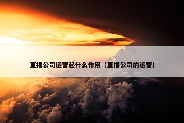 直播公司运营起什么作用（直播公司的运营）